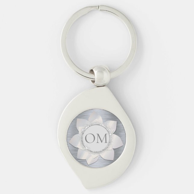 Porte-clés Silver Glittery Elegant Lotus OM Porte - clé (Devant)