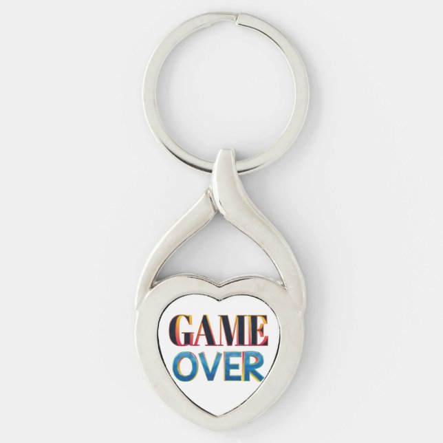 Porte-clés Silver keychain with "Game Over" text in bold (Devant)