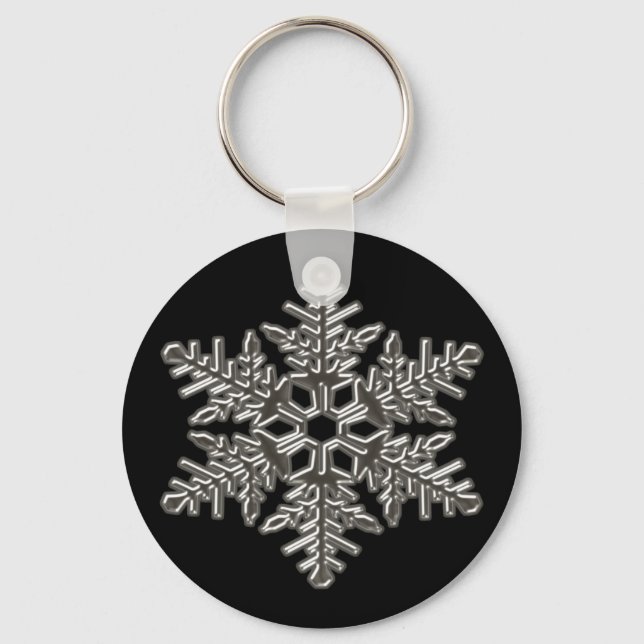 Porte-clés Silver Metal Deco Snow Fall Snowflakes (Recto)