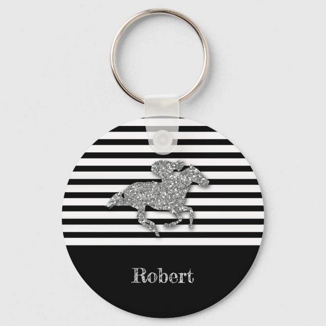 Porte-clés Silver Racehorse Black White Stripes (Recto)