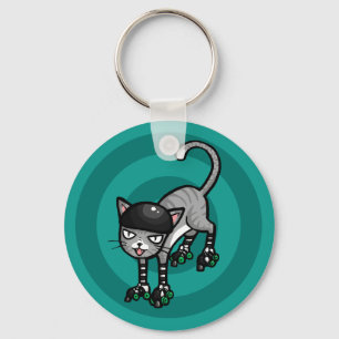 Porte-clés Silver Tabby on RollerSkates