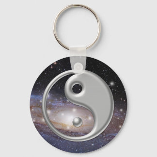 Porte-clés Silver Ying Yang Galaxy Espace