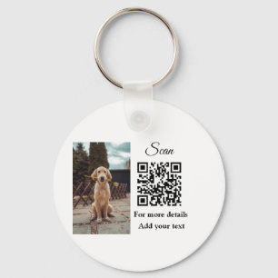 Porte-clés Simple animal name details QR code add text photo