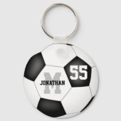 Porte-clés simple balle de football noir et blanc personnalis (Front)