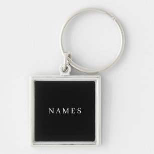 Porte-clés Simple Black Custom Ajouter Votre Nom Élégant