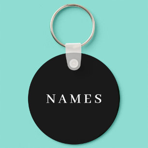 Porte-clés Simple Black Custom Name Elegant