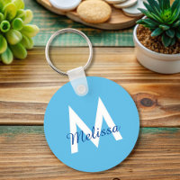 simple Blue turquoise moderne Monogramme girly Nom