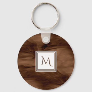Porte-clés Simple Brown foncé Marbre subtil Monogramme modern