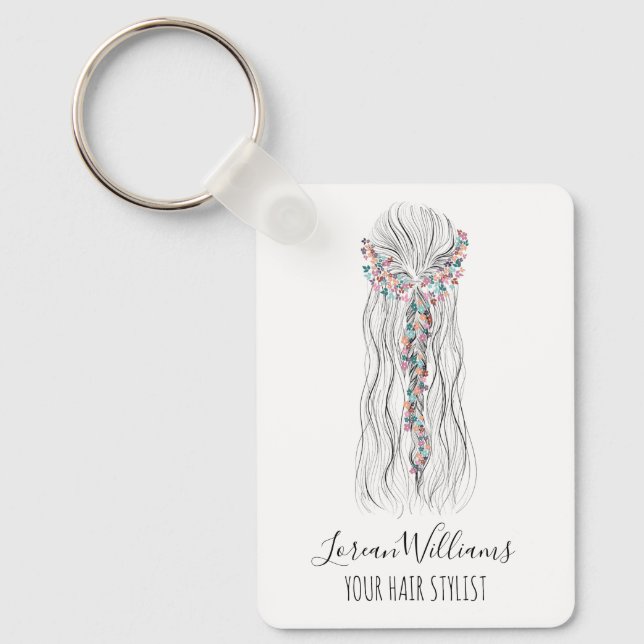 Porte-clés Simple Coiffeur Mariage Bohème Chic QR Romantique (Recto)