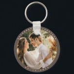 Porte-clés Simple Elegant Beige Brown Photo Wedding Favor<br><div class="desc">Simple Elegant Beige Brown Photo Wedding Favor keychain</div>