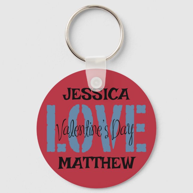 Porte-clés simple élégant rose valentine, doux pour couple (Recto)