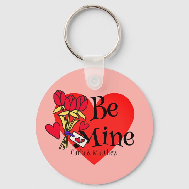 Porte-clés simple et élégante valentine rose, Sweet for Crush (Recto)