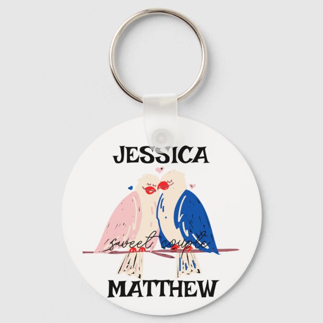 Porte-clés simple et élégante valentine, sucrée pour couple (Recto)