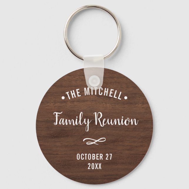 Porte-clés Simple Family Reunion Keepsake | Rustic Wood Look (Recto)