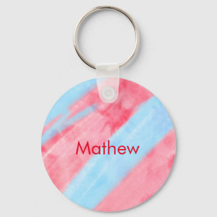 Porte-clés simple initial letter monogram add your name red b