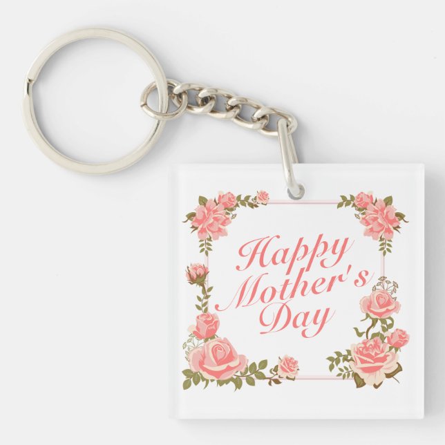 Porte-clés Simple Joyeuse Fête des Mères Floral Porte - clé (Devant)