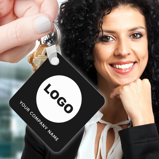 Porte-clés Simple Logo QR Code Noir Scan Me Marque (Black Business Company Promotional Logo QR Code Keychain)