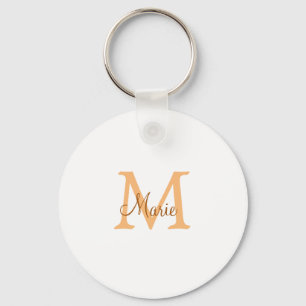 Porte-clés simple minimal ajouter nom monogramme orange marro