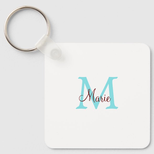 Porte-clés simple minimal ajouter nom monogramme rose rouge j (Recto)