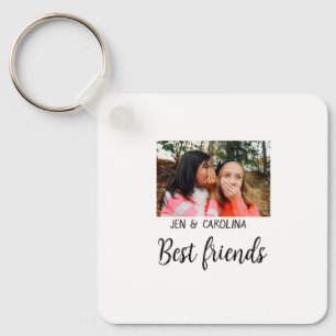 Porte-clés simple minimal best friends name add photo text le
