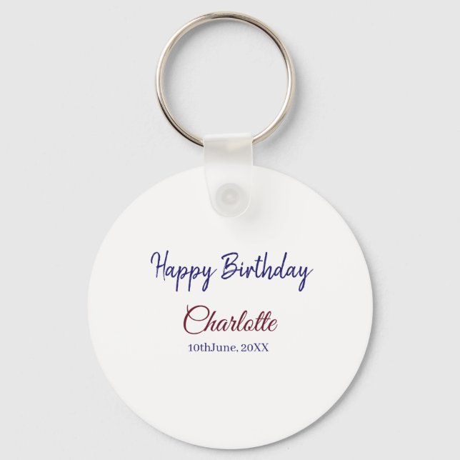 Porte-clés SIMPLE MINIMAL.CUTIE AJOUTER NOM BÉBÉ joyeux anniv (Recto)