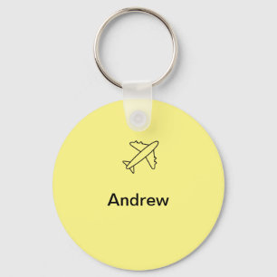 Porte-clés Simple minimal plane travel add your name beach fl