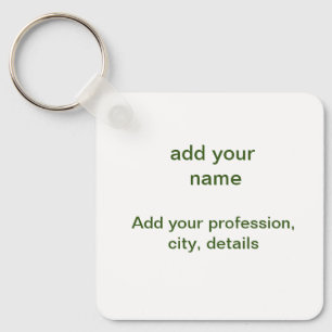 Porte-clés Simple minimal vert ajoutez votre texte nom photo