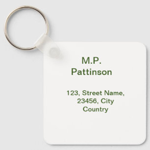 Porte-clés Simple minimal vert ajoutez votre texte nom photo 