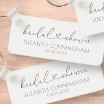 Porte-clés Simple minimaliste Élégant Fête des mariées Coeur<br><div class="desc">Ce design simple et moderne est composé de sans serif et de typographie cursive ludique avec des coeurs de doodle. Parfait pour les mariages de la douche nuptiale faveurs.</div>