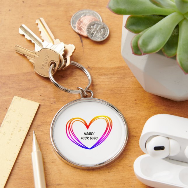 Porte-clés simple minimum ajouter votre logo nom aquarelle ke (Bureau)