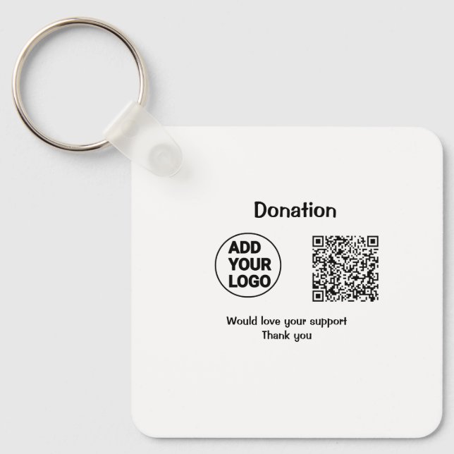 Porte-clés Simple minimum q r code ajouter le logo texte des  (Recto)