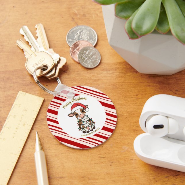 Porte-clés Simple modèle moderne de vache de Noël veau bœuf (Bureau)