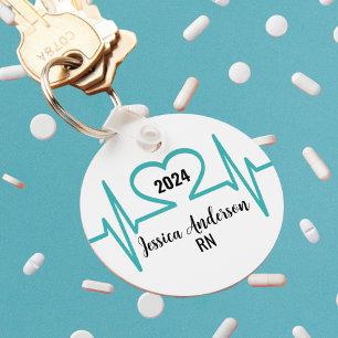 Porte-clés Simple moderne de battement cardiaque docteur infi