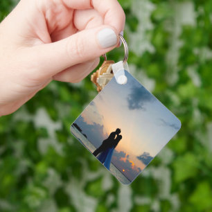 Porte-clés Simple moderne Elegant Chic COUPLE Photo