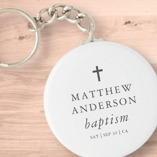 Porte-clés Simple moderne Elegant Cross Baby Baptism