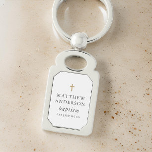 Porte-clés Simple moderne Elegant Cross Baby Baptism