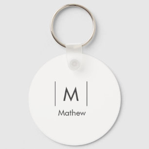 Porte-clés Simple monogramme élégant lignes homme nom 