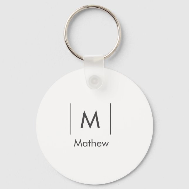 Porte-clés Simple monogramme élégant lignes homme nom  (Recto)