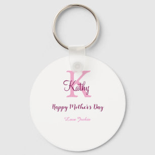 Porte-clés simple monogramme minimaliste de fête des mères no