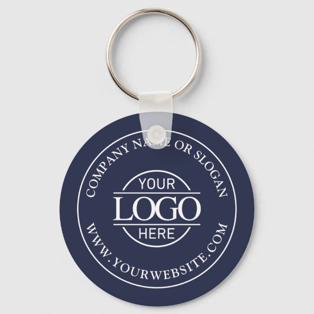 Porte-clés Simple Navy Blue Custom Business Logo promotionnel (Recto)