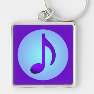 Porte-clés Simple Note de Musique Bleu Violet Élégant