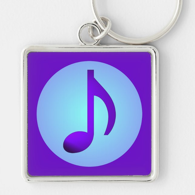 Porte-clés Simple Note de Musique Bleu Violet Élégant (Devant)
