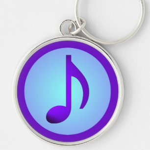 Porte-clés Simple Note de Musique Bleu Violet Élégant