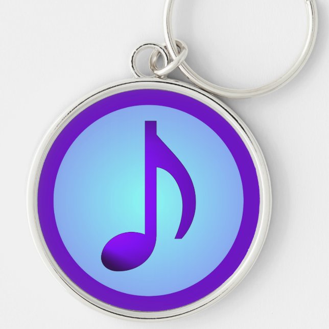 Porte-clés Simple Note de Musique Bleu Violet Élégant (Devant)