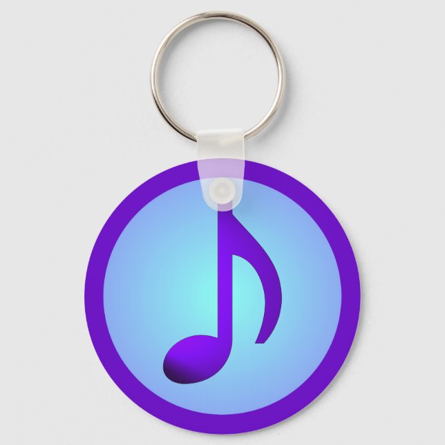 Porte-clés Simple note de musique élégante bleu violet (Recto)