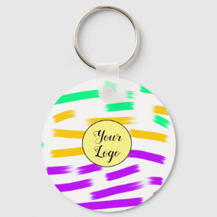 Porte-clés simple personnalisé jaune bleu aquarelle ajouter l