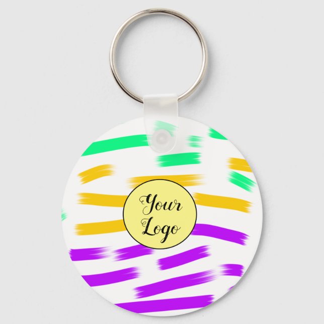 Porte-clés simple personnalisé jaune bleu aquarelle ajouter l (Recto)