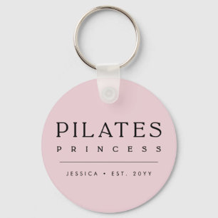Porte-clés Simple Princesse de Pilates Rose Pâle Personnalisé