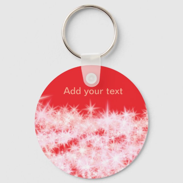 Porte-clés Simple rouge rose brillant étoiles ajouter votre t (Recto)