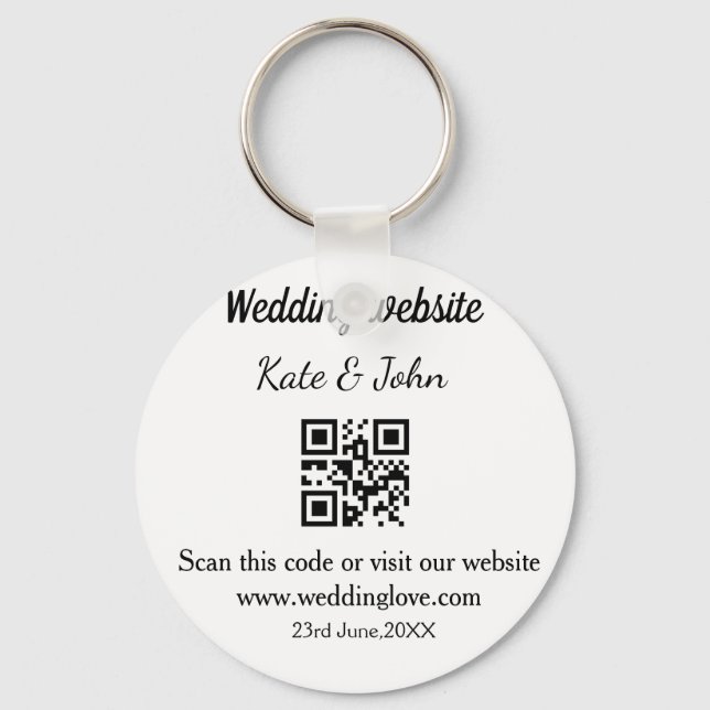 Porte-clés Simple site web de mariage code Q R ajouter nom y (Recto)